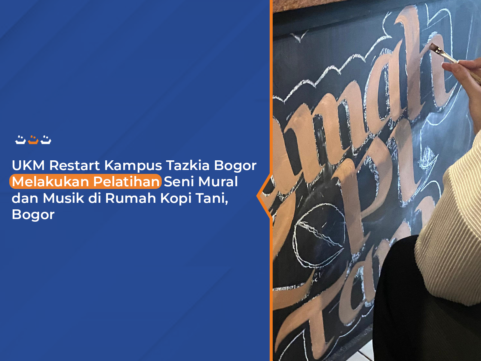 UKM Restart Kampus Tazkia Bogor melakukan pelatihan seni Mural Dan Musik di Rumah Kopi Tani, Bogor